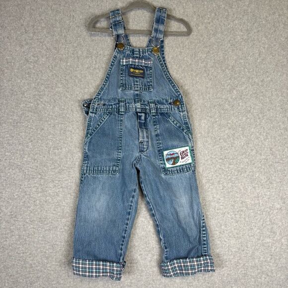 VTG OshKosh B'Gosh Blue Overalls USA Size 3T Unisex Great Circle Route Patch